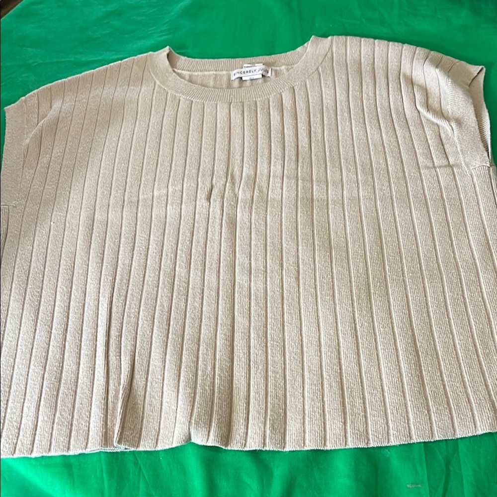 Cream Ribbed Knit Top